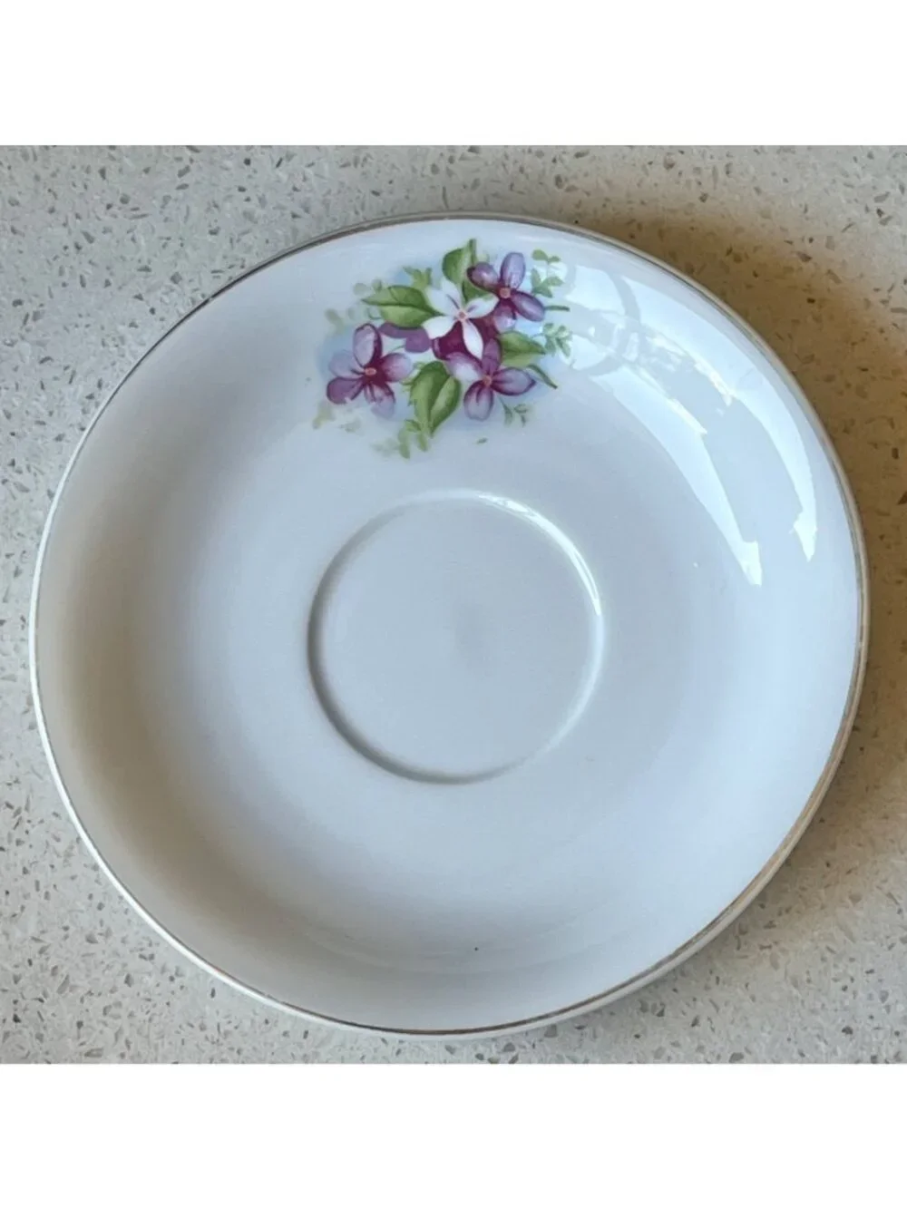 Saucer Violets Porcelain Gold Rim 5.5